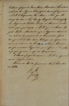 Minuta de despacho de 16 de setembro de 1826, do conselheiro, ministro e secretário de Estado dos...
