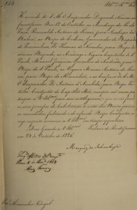 Carta patente, original, enviada por Antônio Luiz Pereira da Cunha  (1760-1837), Visconde de Inha...