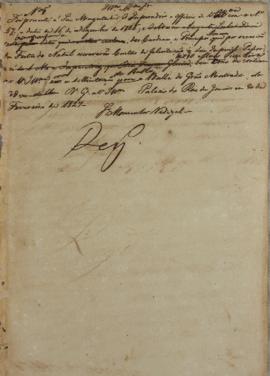 Despacho enviado pelo Monsenhor Francisco Corrêa Vidigal (s.d-1838) em 20 de fevereiro de 1827 tr...