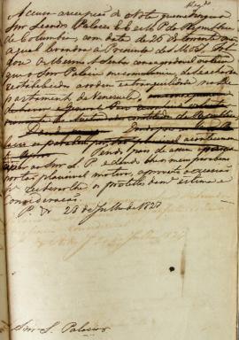 Minuta de 28 de julho de 1827, endereçada a Leandro Palácio, enviado extraordinário e ministro pl...