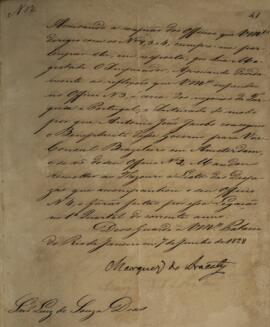 Cópia de despacho n.12 enviado por João Carlos Augusto de Oyenhausen-Gravenburg (1776-1838), Marq...