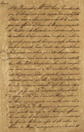 Cópia de carta encaminhada a Francisco Carneiro de Campos (1765 - 1842), informando sobre a visit...