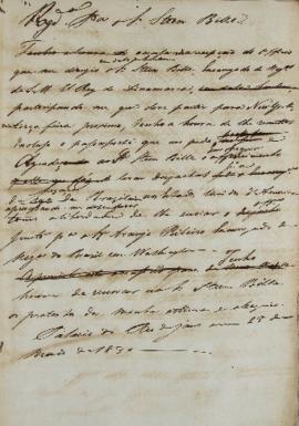 Minuta de resposta a nota encaminhada por Steen Andersen Bille (1751-1833), encarregado dos negóc...