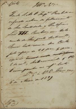 Circular enviada para a corte em 6 de maio de 1829, comunicando sobre o falecimento do pontífice ...