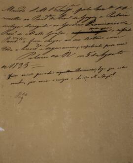 Despacho original com data de 05 de agosto de 1825, transmitindo a ordem do Imperador para que o ...