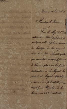 Oficio expedido por Metternichz a um Barão, em 11 de junho de 1827, no qual apresenta os interess...
