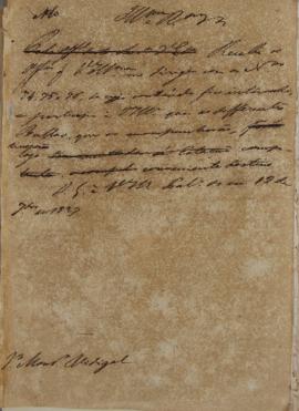 Despacho enviado pelo Monsenhor Francisco Corrêa Vidigal (s.d-1838) em 12 de junho de 1827 que si...