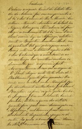 Despacho encaminhado ao consulado dos Estados Unidos da América, por Bento da Silva Lisboa (1793 ...
