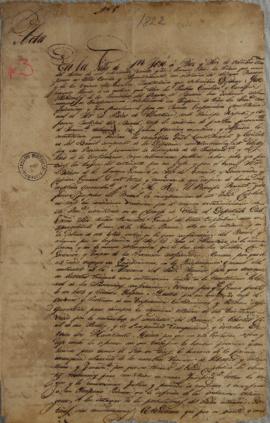Cópia da ata de 16 de outubro de 1822, celebrada pelo Cabildo de Vila de São José, sobre a aclama...