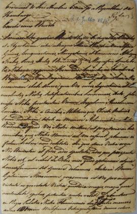 Minuta da Credencial de José Ancelmo Correa da República de Hamburgo de 2 de julho de 1818.