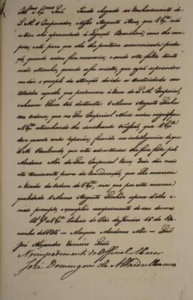 Cópia de despacho datado de 16 de dezembro de 1825 em que o mordomo-mor da Casa Imperial adverte ...