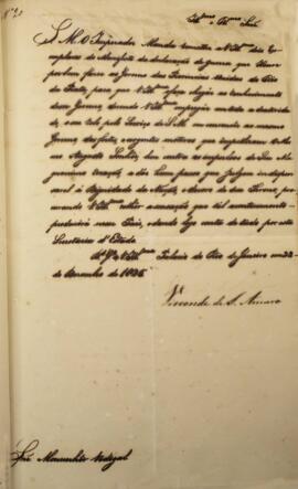 Carta original enviada por José Egídio Alvares de Almeida, Visconde de Santo Amaro (1767-1831), a...