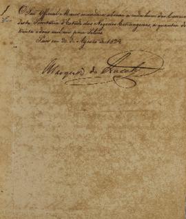 Despacho enviado por João Carlos Augusto de Oyenhausen-Gravenburg (s.d.-1838), em 20 de agosto de...