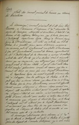 Cópia do despacho de 31 de agosto de 1823, de Jean-Baptiste Maler (s.d.-s.d.), cônsul-geral da Fr...