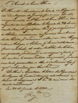 Despacho enviado ao Conde da Casa Flores (1759-1833), em 25 de junho de 1821, informando sobre a ...