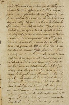 Cópia do despacho enviado por Thomás Antônio de Villanueva Portugal ao Conde de Casa Flores (1759...