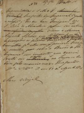 Despacho enviado pelo Monsenhor Francisco Corrêa Vidigal (s.d-1838) em 19 de agosto de 1826. O do...