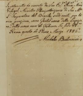 Nota nº 26 informando o recebimento de 20 escudos do Monsenhor Francisco Corrêa Vidigal (s.d-1838...