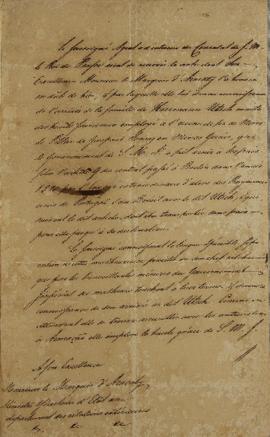 Despacho de 23 de setembro de 1829, assinado pelo agente consular do Rei da Prússia, endereçado a...