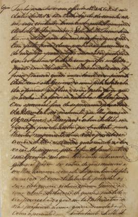 Carta de Antônio José Falcão da Frota (1780-1848) para Francisco Vilela Barbosa (1769-1846), Visc...