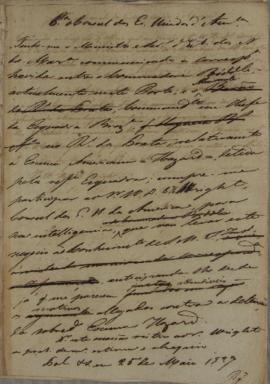 Minuta de despacho de 25 de maio de 1827, do conselheiro, ministro e secretário de Estado dos neg...