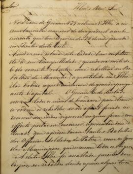 Relatório original, enviado por Francisco Carneiro de Campos, Visconde de Alcântara (1765-1842), ...