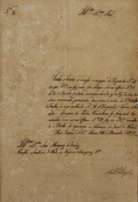 Despacho do Monsenhor Vidigal (s.d-1838) ao Marquês de Queluz (1769-1833), em 21 de dezembro de 1...