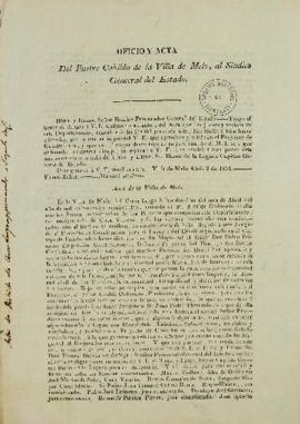 Ofício e ata de 3 de abril de 1824 enviados a Tomás Garcia Zuñiga (1780-1843) e ao Barão da Lagun...