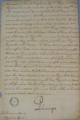 Circular de 4 de outubro de 1809 enviada aos governadores do reino de Portugal e Algarves sobre a...