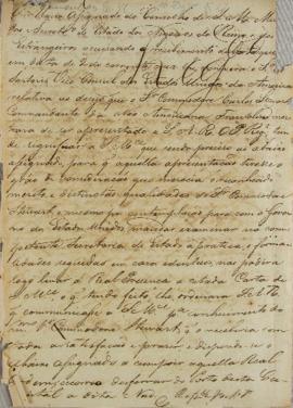 Despacho de 9 de dezembro de 1821, de Francisco José Vieira, ministro dos negócios estrangeiros d...