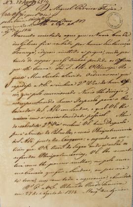 Ofício n.3 de 27 de agosto de 1814, de Fernando José de Portugal (1752-1817), Marquês de Aguiar, ...