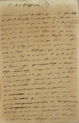 Minuta de 4 de fevereiro de 1828, endereçada a William Henry DeCourcy Wright, cônsul dos Estados ...