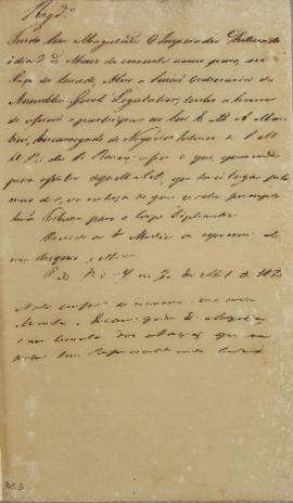 Circular enviada ao corpo diplomático em 30 de abril de 1830, informando sobre o inicio da sessão...