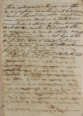 Despacho assinado por Habayana Resende Montanha Jautate, em 08 de julho de 1828, informando sobre...