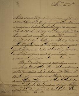 Ofício original enviado por Antônio de Saldanha da Gama (1778-1839), Conde de Porto Santo, para M...