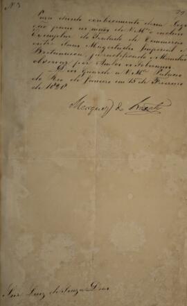 Cópia de despacho n.3 enviado por João Carlos Augusto de Oyenhausen-Gravenburg (1776-1838), Marqu...