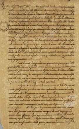 Cópia de carta encaminhada a Francisco Carneiro de Campos (1765-1842) informando a insatisfação p...