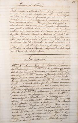 Cópia do decreto de nomeação do Monsenhor Francisco Corrêa Vidigal (s.d-1838) como enviado extrao...