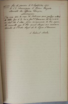 Despacho nº 125, de 4 de setembro de 1821, de Jean-Baptiste Maler (s.d.), Cônsul-geral da França ...