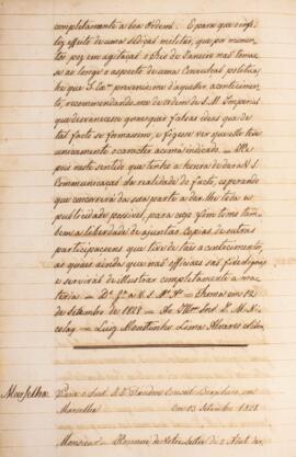 Cópia de ofício enviado por Luiz Moutinho Lima Alvares e Silva (1792-1863), para o Sr. J. J. Tand...