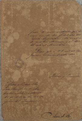 Parte de uma carta enviada por Lucas José Obes (1782-1838) para José Bonifácio de Andrada e Silva...