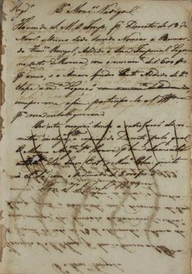 Carta credencial enviado ao Francisco Corrêa Vidigal (s.d-1838), em 8 de dezembro de 1829 sobre a...