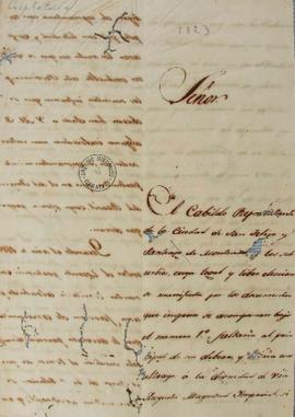 Despacho de 1 de fevereiro de 1823, enviado pelo Cabildo da cidade de San Felipe y Santiago de Mo...