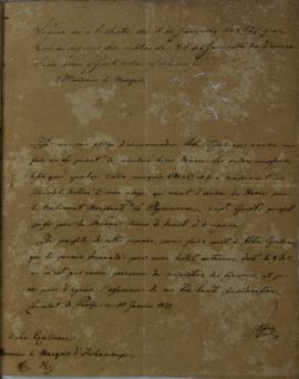 Carta de 15 de janeiro de 1827, de D’Olfers, encarregado dos negócios da Prússia, endereçada a An...