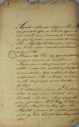 Ofício nº 5 de 28 de novembro de 1821, de Manuel Rodrigues Gameiro Pessoa (s.d.-1846), encarregad...
