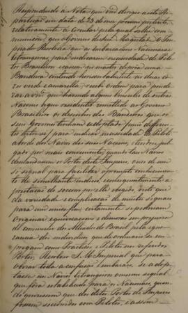 Cópia de nota diplomática enviada por Francisco Vilela Barbosa, marquês de Paranaguá (1769-1846) ...