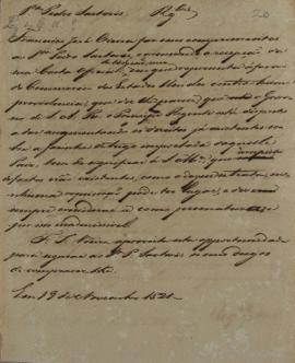 Despacho de 19 de novembro de 1821, de Francisco José Vieira, ministro dos negócios estrangeiros ...