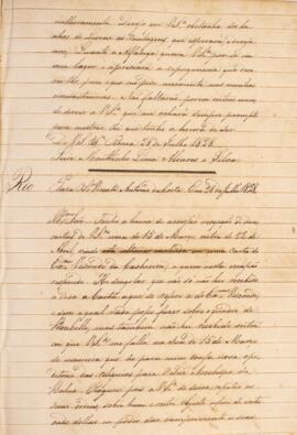 Cópia de ofício enviado por Luiz Moutinho Lima Alvares e Silva (1792-1863), para Vicente Antônio ...