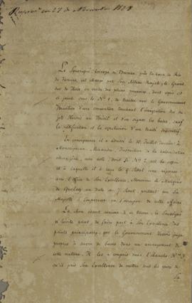 Nota de Gildemeister, enviado de Bremen, a João Severiano Maciel da Costa (1769-1833), Marquês de...