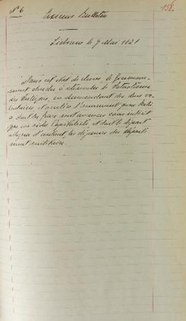 Ofício enviado em 9 de maio de 1821, relatando sobre o sentimento de patriotismo que cresce em Po...